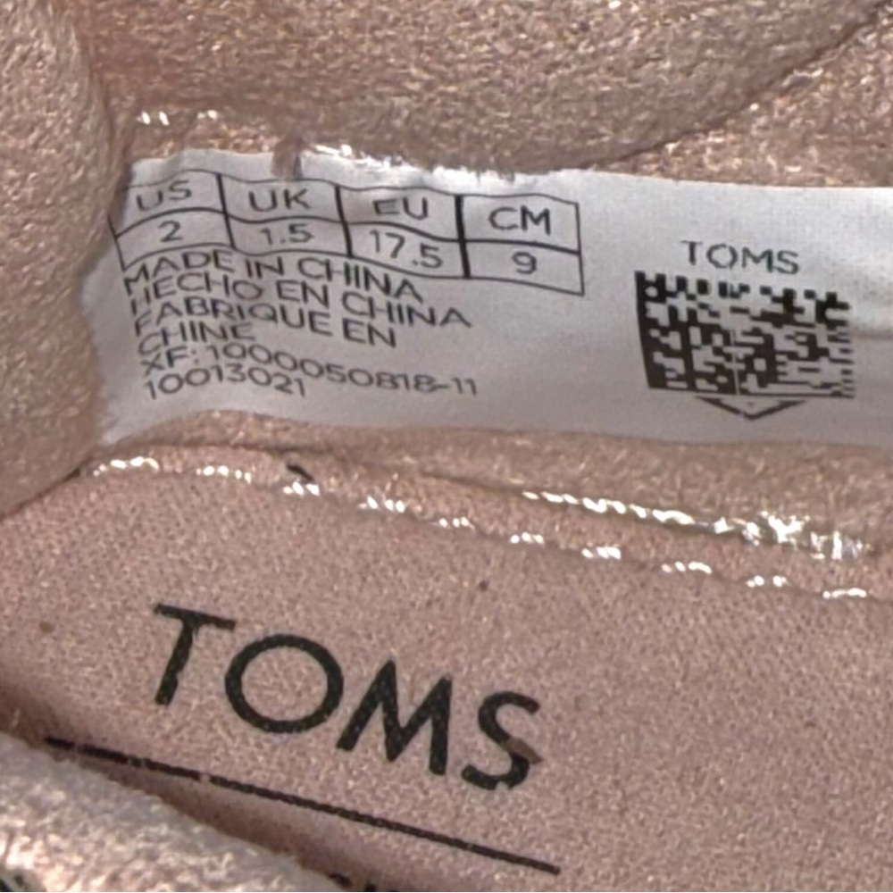 TOMS Girls Gold Tweed Glitter Velcro Sneakers Size T2 Toddler Sparkle Shoes - Picture 11 of 11